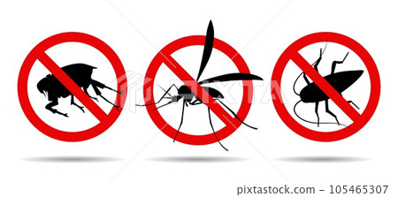 Mosquito cockroach flea warning signs 105465307