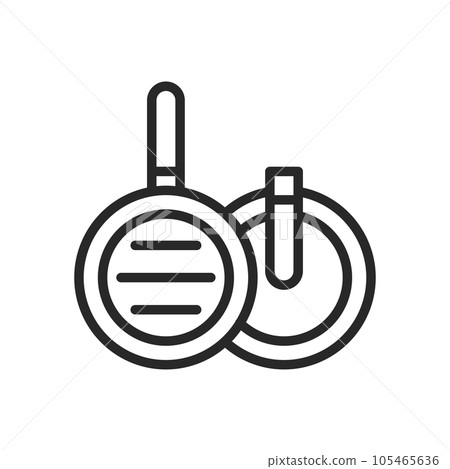 Folding Camp Pan Icon. Vector Linear Illustration of Portable Cooking Equipment for Outdoor Adventure and Trekking, Camping, Hiking. 105465636