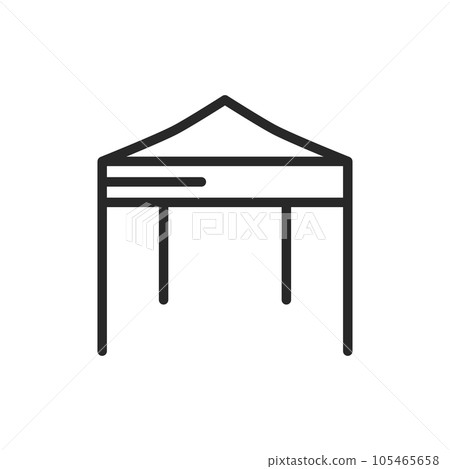 Camp Canopy Icon. Vector Line Illustration of Portable Camping Roof for Outdoor Shelter and Hiking Canopy. 105465658