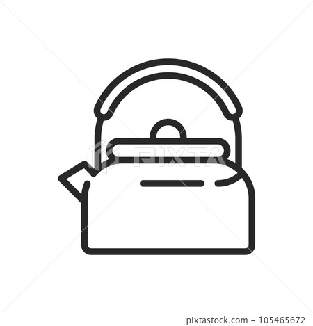 Camping Kettle Icon. Vector Line Illustration of a Portable Campfire Kettle for Boiling Water during Outdoor Adventures and Camping. Camping Kettle Icon. Vector Line Illustration of a Portable Campfire Kettle for Boiling Water during Outdoor Adventures and Camping. 105465672