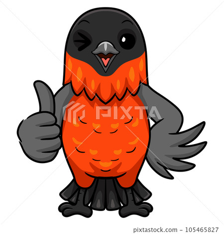 Cute bullfinch bird cartoon giving thumb up Cute bullfinch bird cartoon giving thumb up 105465827