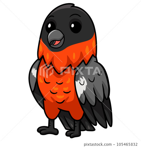 Cute bullfinch bird cartoon standing Cute bullfinch bird cartoon standing 105465832