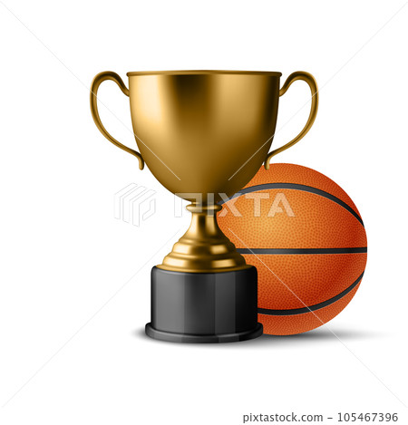 Winner basketball cup award golden trophy logo Vector Image