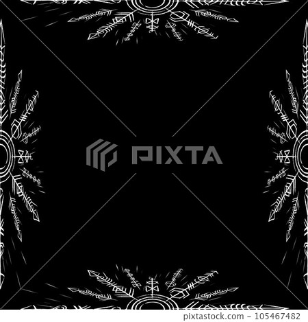 Abstract runic isometric white frame Abstract runic isometric white frame 105467482