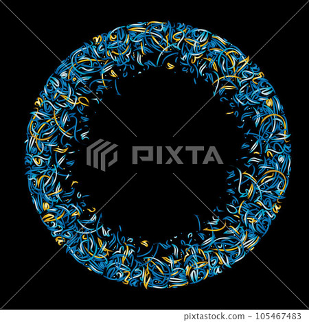 Golden and blue abstract islamic circle 105467483