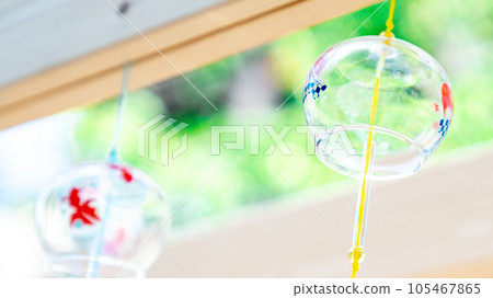 Wind chimes swaying in the wind Wind chimes swaying in the wind 105467865