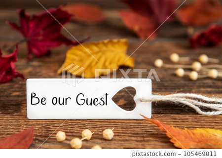 Autumn Background, Label with Be Our Guest Autumn Background, Label with Be Our Guest 105469011