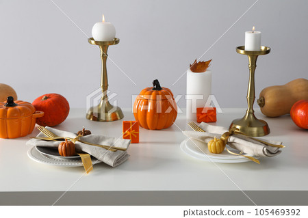 Fall season, autumn time, table setting for fall season 105469392