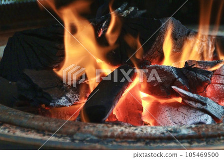 firewood and charcoal burning in camp 105469500