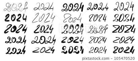 Hand drawn set of number 2024 105470520
