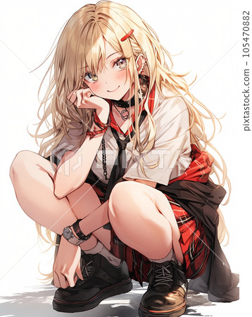 精力充沛、活潑的金發女郎 JK 105470882