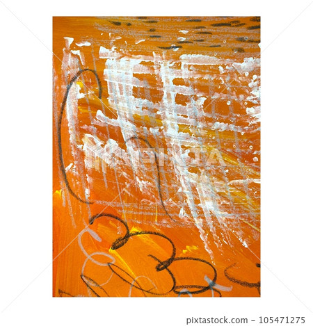 Colored textured orange paper gouache messy sketch 105471275
