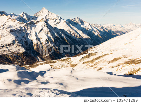 View of the during the day in winter. Zermatt, Switzerland View of the during the day in winter. Zermatt, Switzerland 105471289