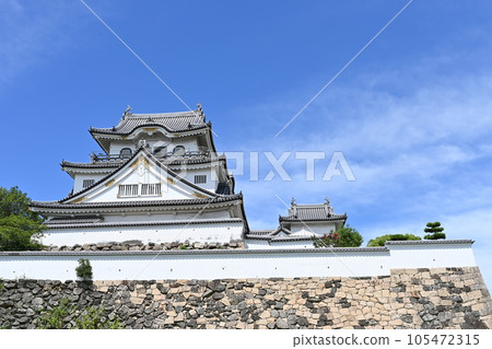 岸和田城的重建塔和晴朗的天空 105472315
