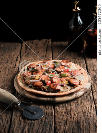 sausage pizza Italian style. 105472369