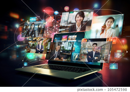 SNS online salon image and laptop 105472598