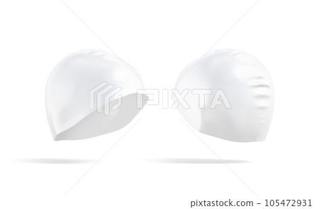 Blank white sport swim cap mockup, front back, side view Blank white sport swim cap mockup, front back, side view 105472931