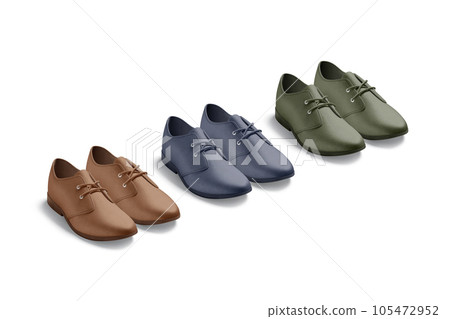 Blank colored casual shoes mockup set, side view 105472952