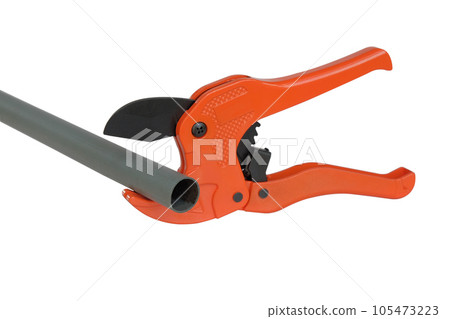 PVC pipe cutter isolated on white ,clipping path. PVC pipe cutter isolated on white ,clipping path. 105473223