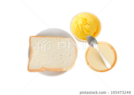 Toasted bread and butter on white background. Toasted bread and butter on white background. 105473249