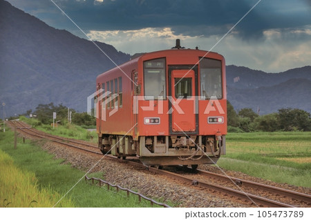 Scenery of Japan, JR Etsumihoku Line, Fukui Prefecture. 105473789