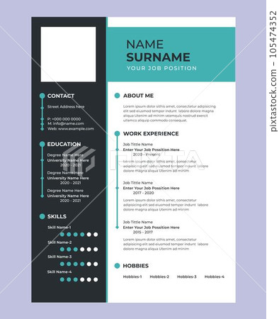 Professional cv resume template design 105474352