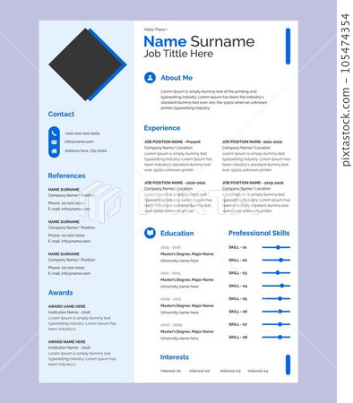 Professional Resume Template Vector Design 105474354