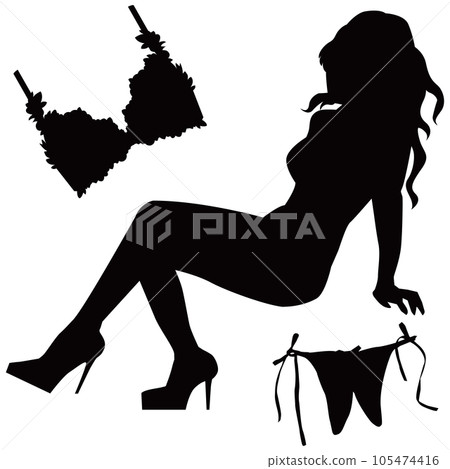 Sexy underwear and female pose silhouette... - Stock Illustration  [105474416] - PIXTA