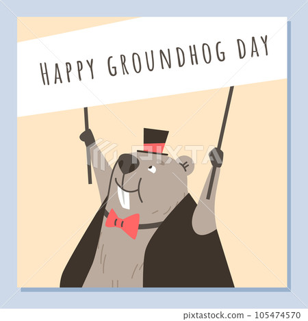 Squared banner about Happy Groundhog Day flat style, vector illustration Squared banner about Happy Groundhog Day flat style, vector illustration 105474570