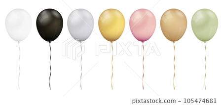 White, black, silver, golden, pink, brown and khaki balloons set isolated 105474681
