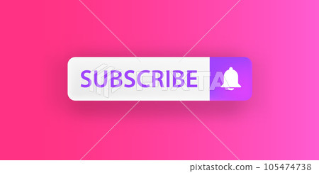 White paper subscribes button with ring bell isolated on stylish pink background. Subscribe banner template with white paper Subscribe video channel button White paper subscribes button with ring bell isolated on stylish pink background. Subscribe banner template with white paper Subscribe video channel button 105474738