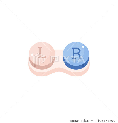 Optometry accessory for vision correction, vector illustration of contact lenses in closed containers isolated on white Optometry accessory for vision correction, vector illustration of contact lenses in closed containers isolated on white 105474809
