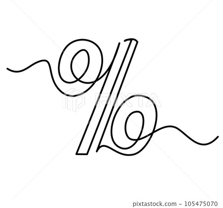 Percent sign math financial symbol. Continuous one line Percent sign math financial symbol. Continuous one line 105475070
