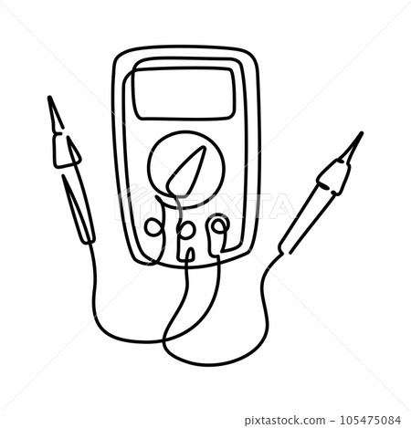 Digital voltmeter multimeter isolated thin line icon. Continuous Digital voltmeter multimeter isolated thin line icon. Continuous 105475084