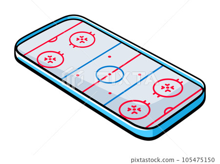 Hockey ice rink illustration. Sport club item or symbol. Healthy lifestyle object. 105475150