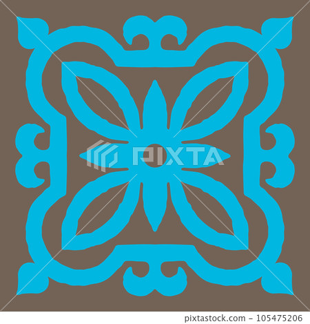 Ancient ceramic tile. Wall or floor texture. Decorative antique stone ornament. Ancient ceramic tile. Wall or floor texture. Decorative antique stone ornament. 105475206