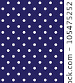 OLGA (1979) "polka dots" textile seamless pattern. Late 1970s fashion style, fabric print (white dots on dark blue background). 105475252