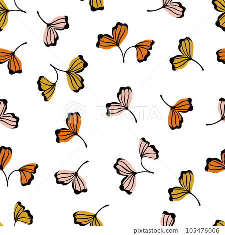 Seamless pattern with ginkgo leaves on a white background. Vector graphics. Seamless pattern with ginkgo leaves on a white background. Vector graphics. 105476006
