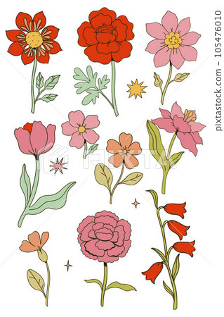 Collection of cute flowers isolate on white background. Vector graphics. Collection of cute flowers isolate on white background. Vector graphics. 105476010