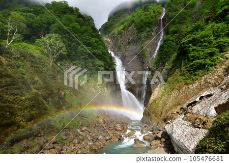 Fresh green Shomyo Falls and rainbow Fresh green Shomyo Falls and rainbow 105476681