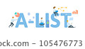 A-list. Concept with keyword, people and icons. Flat vector illustration. Isolated on white. 105476773