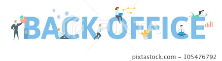 Back office. Concept with keyword, people and icons. Flat vector illustration. Isolated on white. Back office. Concept with keyword, people and icons. Flat vector illustration. Isolated on white. 105476792