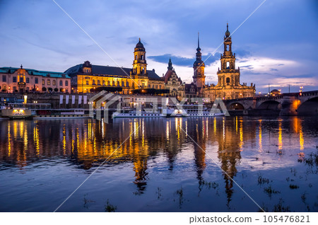 Evening cityscape of Dresden, Germany Evening cityscape of Dresden, Germany 105476821