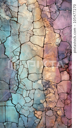 Blue and orange cracked surface - wall art -generative AI, Ai generated 105477270