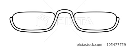 Top Rimless frame glasses fashion accessory illustration. Sunglass front view for Men, women, silhouette style, flat rim 105477759