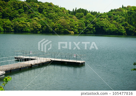 Sumiyoshi pond pier scenery 105477816