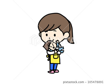 Illustration of a woman soothing a baby (1) 105478891