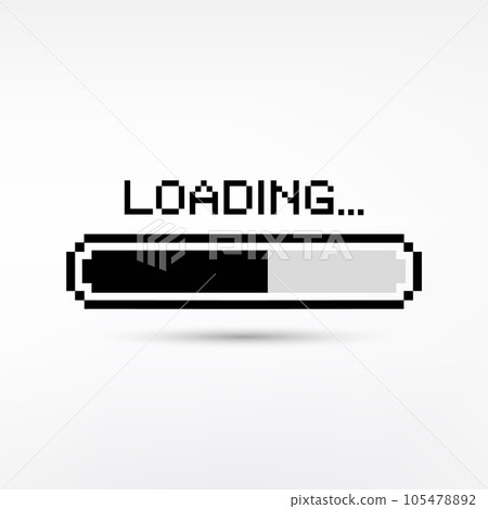 Pixel art 8-bit loading bar concept. Loading or Installing process on white background -isolated vector Pixel art 8-bit loading bar concept. Loading or Installing process on white background -isolated vector 105478892
