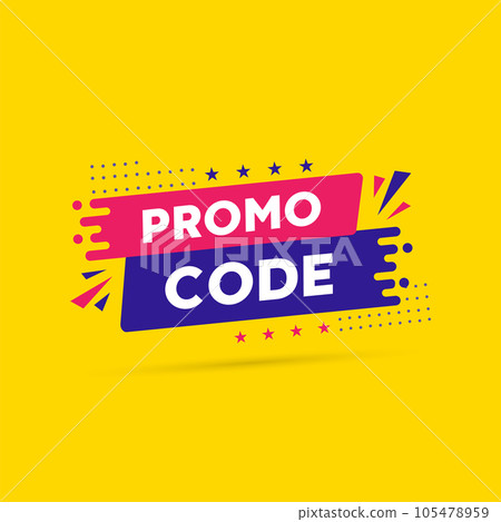Promo code, coupon code label sign. Black and blue modern style sticker. Promo code, coupon code design Promo code, coupon code label sign. Black and blue modern style sticker. Promo code, coupon code design 105478959