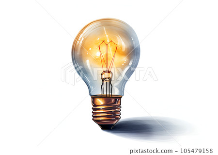 Glowing light bulb isolated on white background Glowing light bulb isolated on white background 105479158